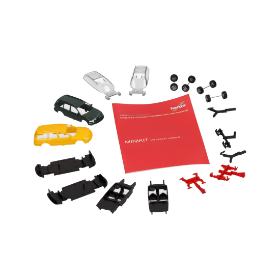 Herpa 012249-007 , MiniKit VW Passat Variant B5, 2 szt. zielony i żółty, Skala 1:87